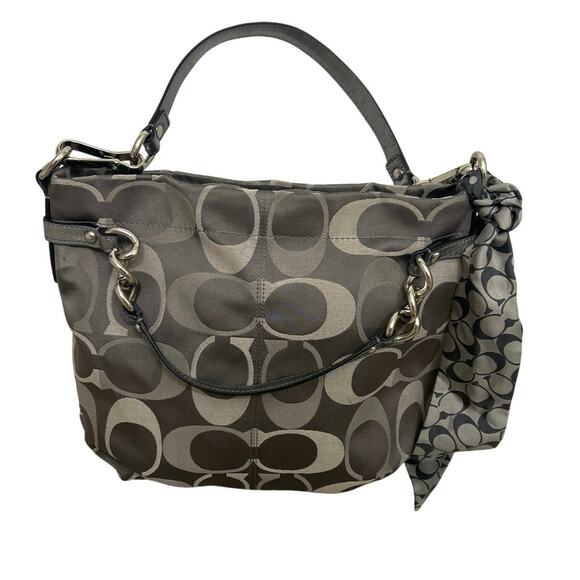 Coach Handbags - Y2K Coach Brooke Op Art Logo Mania Slouchy Hobo Bag Gray/Brown Metallic F17673